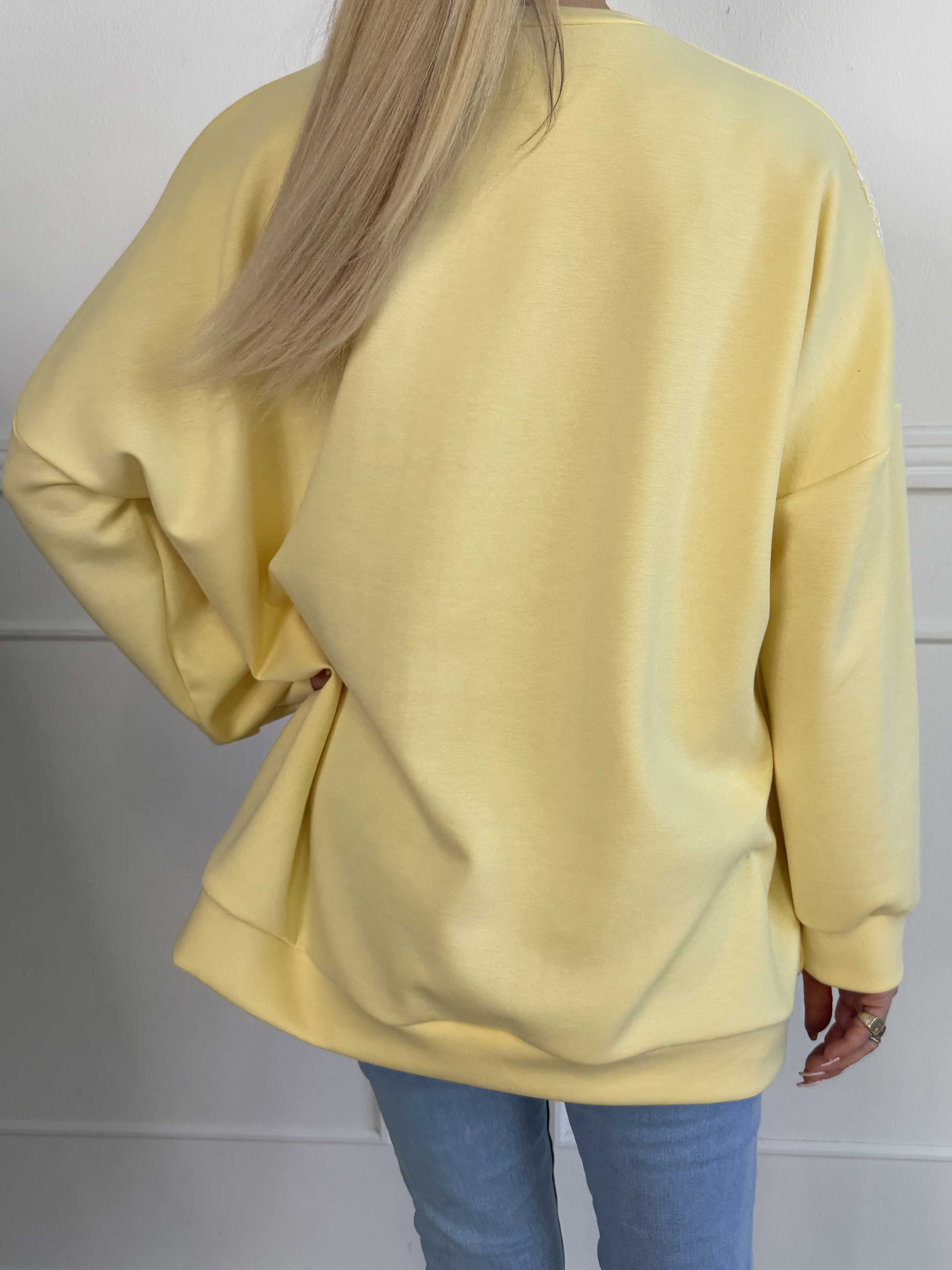 Abbelone - Joggingbluse i viskose med blonde henover brystet